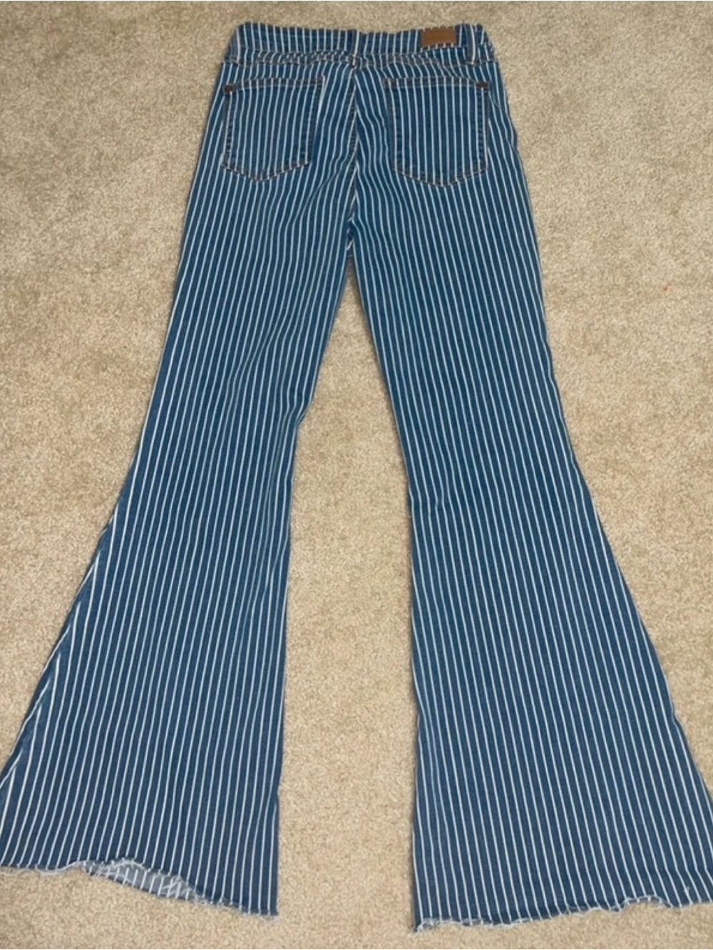 Judy Blue Blue & White Pinstripe Wide Leg Jeans